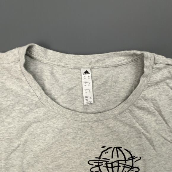 Adidas Shirt Mens XXL Gray Lil Stripe Spinning Basketball Cartoon Front Back USA - Picture 6 of 7